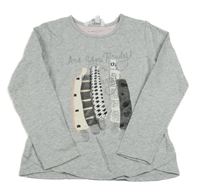 Světlešedé triko s potiskem a nápisy KANZ