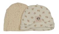 2set - 2x čepice - smetanová květovaná s Minnie + smetanovo-růžová květovaná 