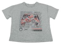 Světlešedé crop tričko s ovladačem a nápisy George