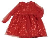 Červené tylové šaty s flitry Dunnes 