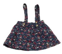 Tmavomodro-růžová květovaná laclová sukně H&M