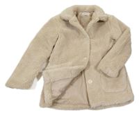 Béžový huňatý podšitý kabát H&M