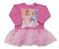 Růžové teplákové šaty s květovanou tylovou sukní - Barbie 