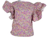 Dámská růžovo-oranžová kytičkovaná crop halenka s volánky Zara 