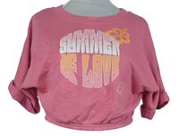 Dámské růžové crop teplákové tričko s nápisem Primark 