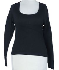 Dámské černé elastické žebrované crop triko F&F