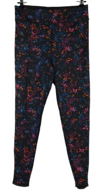 Dámské černo-barevné vzorované sportovní legíny 