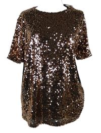 Nové - Dámské černo-bronzové flitrové tričko Dunnes 