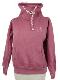 Dámská světlevínová mikina s nápisem a komínovým límcem 