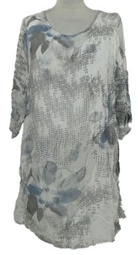 Dámská bílo-šedá vzorovaná šifonová šatová tunika Sure 