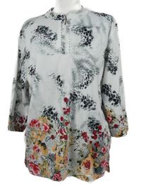 Dámské bílo-šedé květované triko