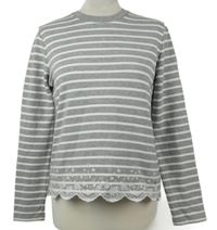 Dámská šedo-bílá pruhovaná mikina s madeirou Superdry