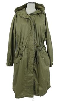 Dámský khaki šusťákový jarní kabát s kapucí H&M