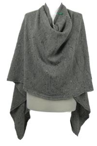 Dámské šedé melírované svetrové pončo s límcemBenetton 