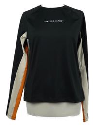 Dámské černo-smetanovo-oranžové pruhované sportovní funkční triko Pink Soda 