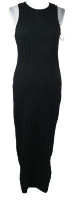 Dámské černé vzorované midi úpletové šaty Primark 