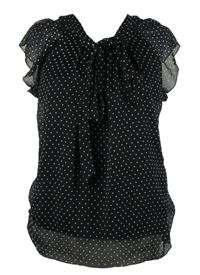 Dámská černá puntíkovaná šifonová halenka s mašlí Only 