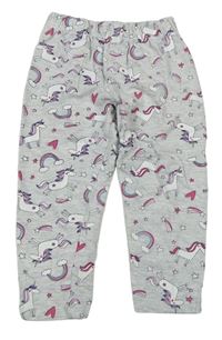 Světlešedé pyžamové kalhoty s jednorožci 