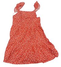 Červené květinové plátěné šaty Primark