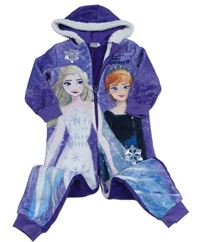 Fialová chlupatá kombinéza Frozen s kapucí zn. Disney