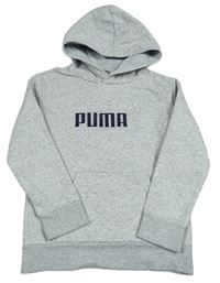 Světlešedá mikina s logem a kapucí Puma