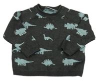Tmavošedý svetr s dinosaury Next