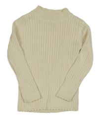 Smetanový žebrovaný svetr se stojáčkem TU 