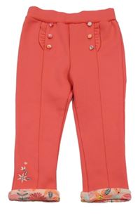 Růžové zateplené tregíny s knoflíčky sergent major