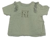 Khaki crop tričko s logem River Island