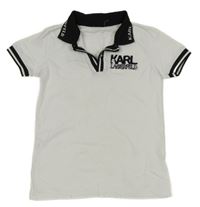 Bílo-černé polo tričko s logem Karl Lagerfeld