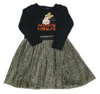 Černo-zlaté bavlněno/tylové šaty s Minnie a nápisem C&A