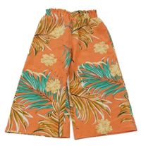 Oranžové vzorované culottes kalhoty Shein