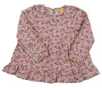 Bílé plátěné šaty s květinami 