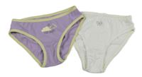 2 x kalhotky - bílé + fialovo-žluté 
