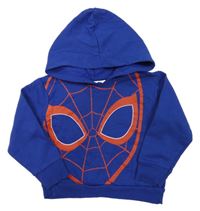 Modro-červená mikina s potiskem Spiderman a kapucí