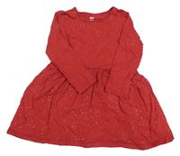 Červené třpytivé bavlněné šaty H&M