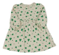 Smetanovo-zelené teplákové šaty se čtyřlístky Primark
