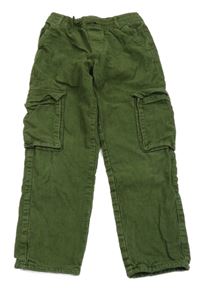 Khaki manšestrové podšité cargo kalhoty H&M