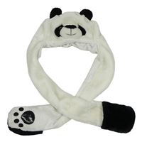 Bílo-černá chlupatá čepice se šálou - panda