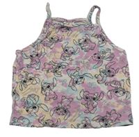 Lila-světlemodrý crop top se Stitchem George