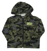 Khaki-černá army propínací lehká mikina s kapucí 