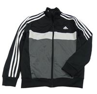 Černo-bílo-šedá sportovní propínací mikina zn. Adidas