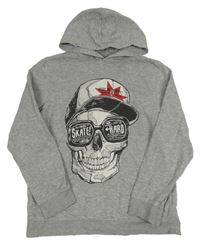 Šedá mikina s lebkou a kapucí C&A