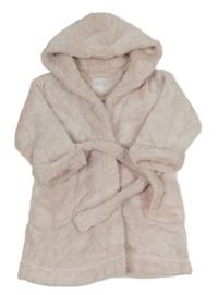 Světlerůžový chlupatý župan s kapucí Next