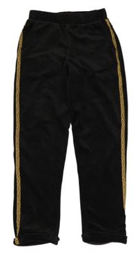 Černé plyšové kalhoty s proužky Orchestra