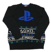 Černý vzorovaný lehký svetr s PlayStaiton H&M