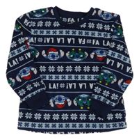 Tmavo-světlemodré vzorované plyšové pyžamové triko se Stitchem Disney