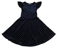 Tmavomodré sametové šaty s hvězdičkami H&M