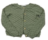Khaki perforovaný propínací svetr H&M