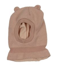 Pudrová vzorovaná pletená kukla s oušky Topomini